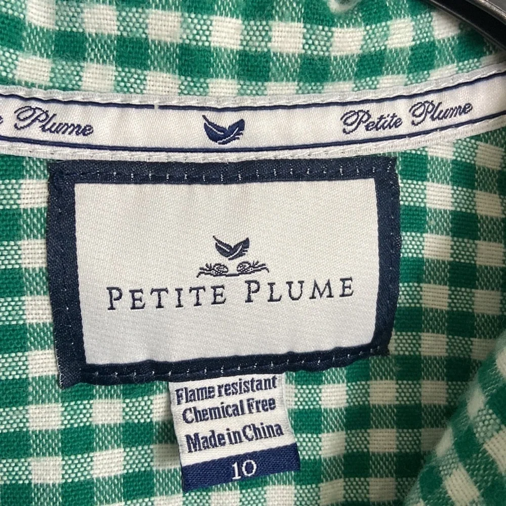 Petite Plume size 10 Green Gingham Classic Flannel Pajama Shirt